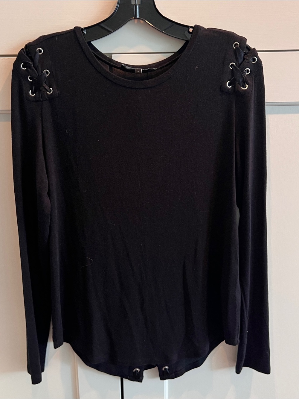 Generation Love Black Lace-Up Shoulder Long-Sleeve Top-small